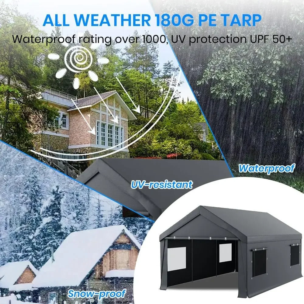 All-weather 180g PE tarp — waterproof, UPF 50+ UV protection, snow-ready